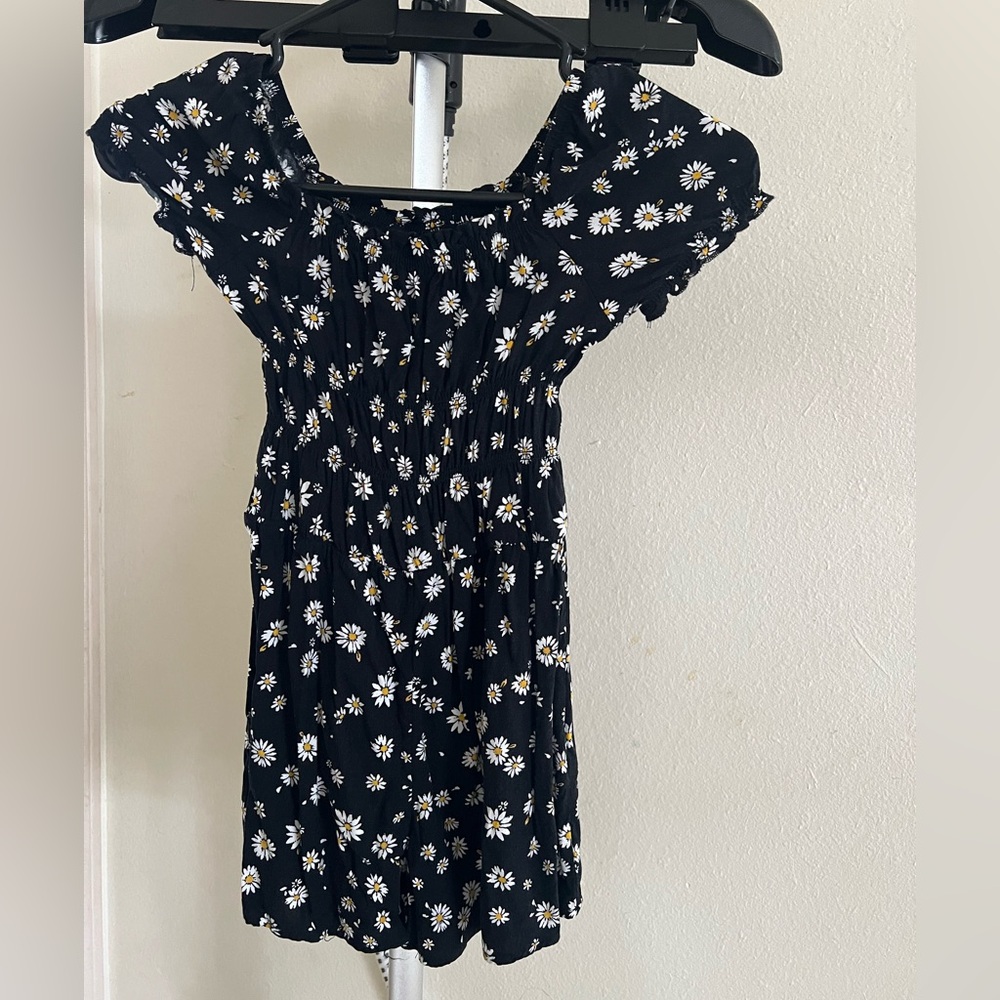 Floral Black Romper with Daisies
